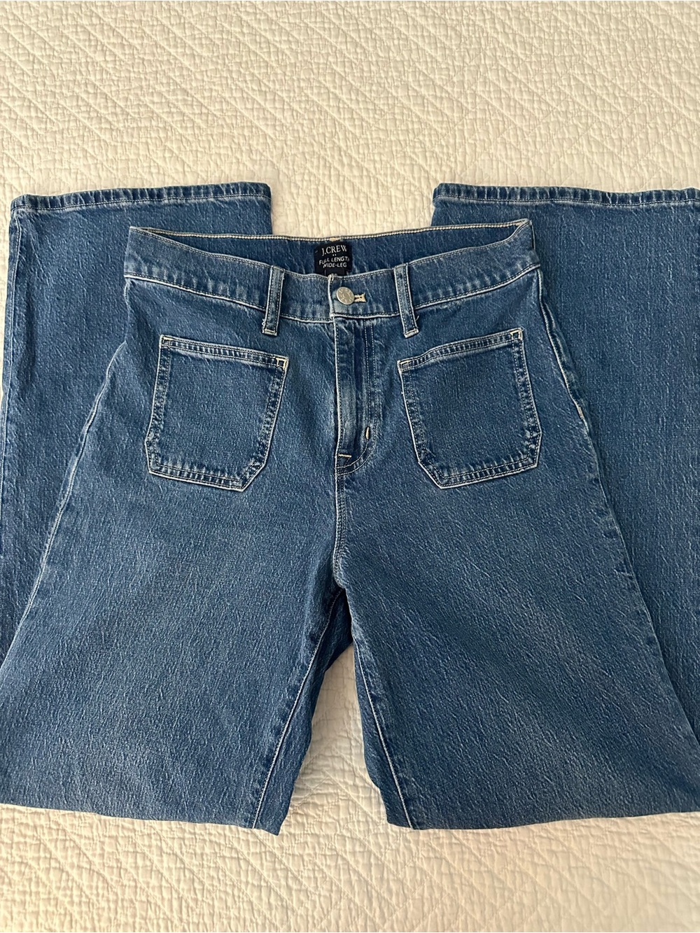 J. Crew Women's Full Length Wide Leg Jeans in Classic Blue Denim Size 26
